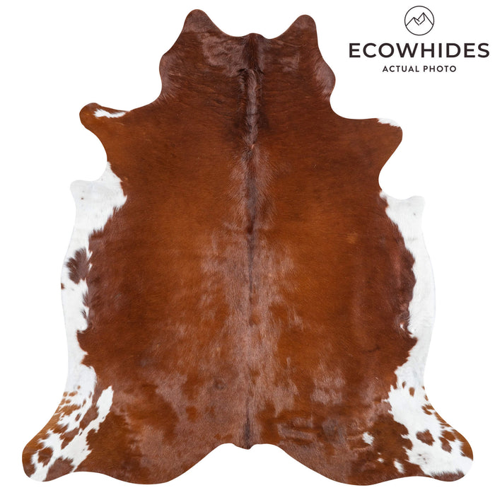 Brown and White Cowhide Rug Size 7'0" L x 6'8" W 1917