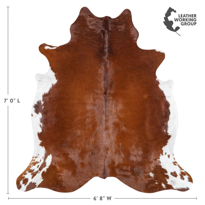 Brown and White Cowhide Rug Size 7'0" L x 6'8" W 1917