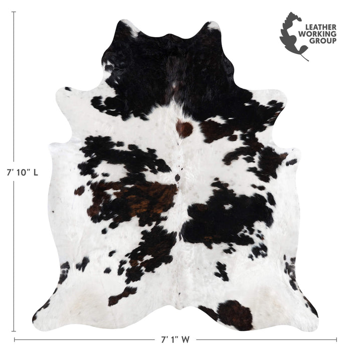 Dark Tricolor Cowhide Rug Size 7'10" L x 7'1" W 1922
