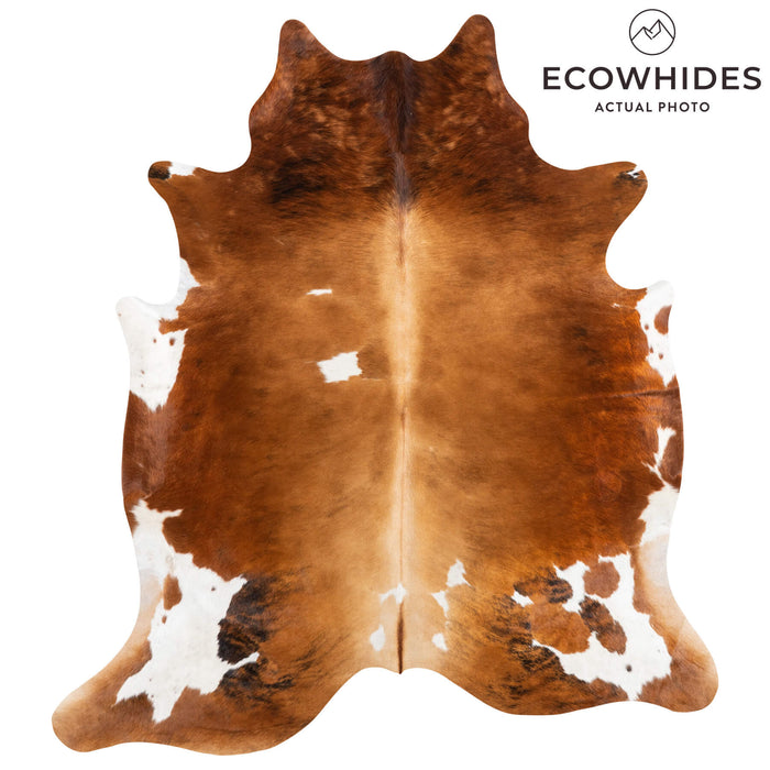 Tricolor Brindle Mix Cowhide Rug Size 7'2" L x 6'4" W 1926