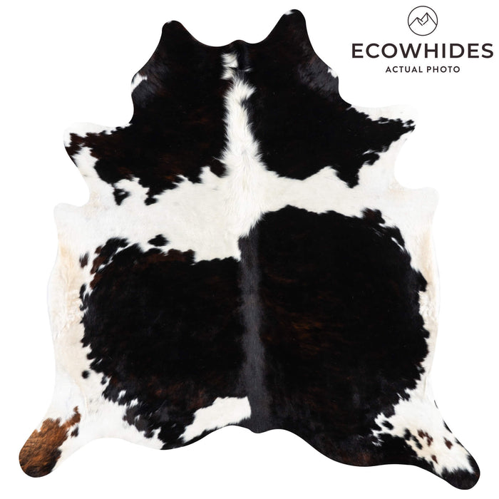 Dark Tricolor Cowhide Rug Size 7'7" L x 6'11" W 1929