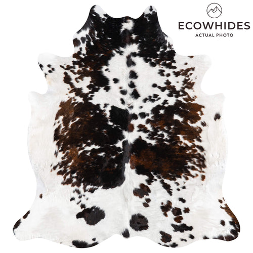 White Tricolor Cowhide Rug Size 6'9" L x 6'3" W 1930