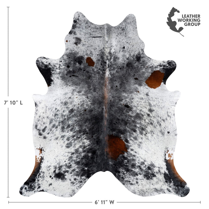 Black Salt and Pepper Cowhide Rug Size 7'10" L x 6'11" W 1931