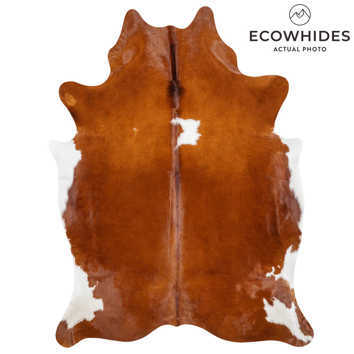 Brown and White Cowhide Rug Size 7'7" L x 5'9" W 1932