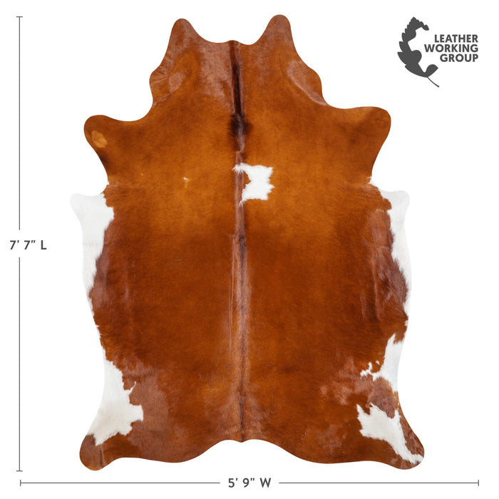Brown and White Cowhide Rug Size 7'7" L x 5'9" W 1932