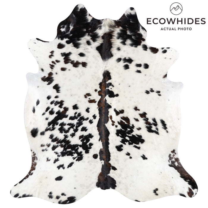 White Tricolor Cowhide Rug Size 6'9" L x 7'3" W 1934