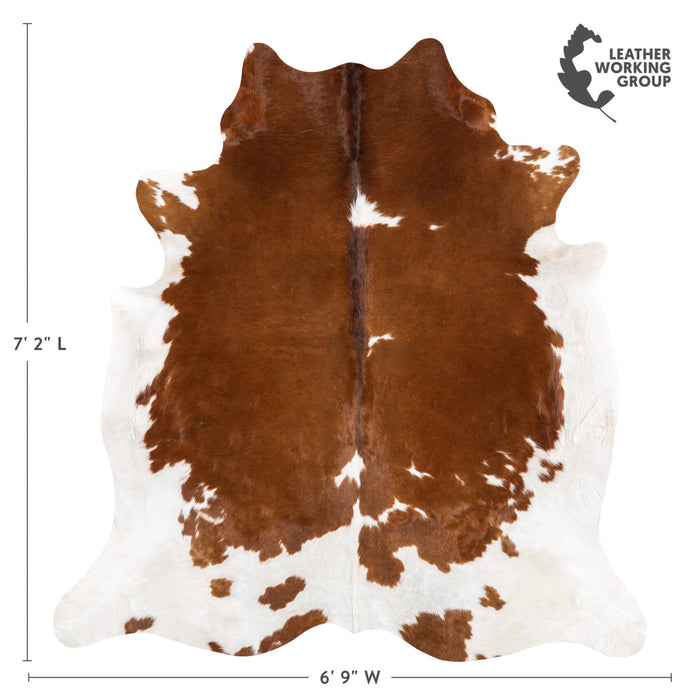 Brown and White Cowhide Rug Size 7'2" L x 6'9" W 1938