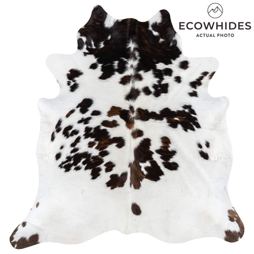 White Tricolor Cowhide Rug Size 6'9" L x 6'3" W 1940