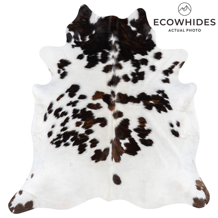 White Tricolor Cowhide Rug Size 6'9" L x 6'3" W 1940