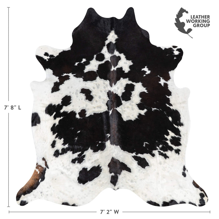 Dark Tricolor Cowhide Rug Size 7'8" L x 7'2" W 1941