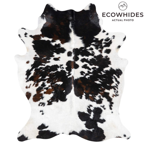 Dark Tricolor Cowhide Rug Size 6'1" L x 5'0" W 1943