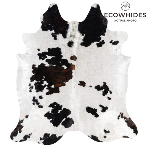 White Tricolor Cowhide Rug Size 7'10" L x 7'3" W 1945
