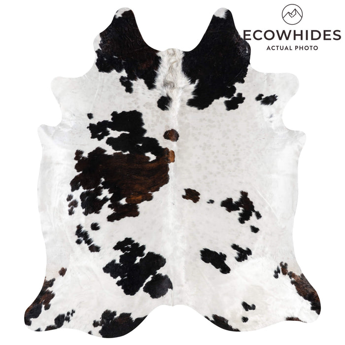 White Tricolor Cowhide Rug Size 7'10" L x 7'3" W 1945