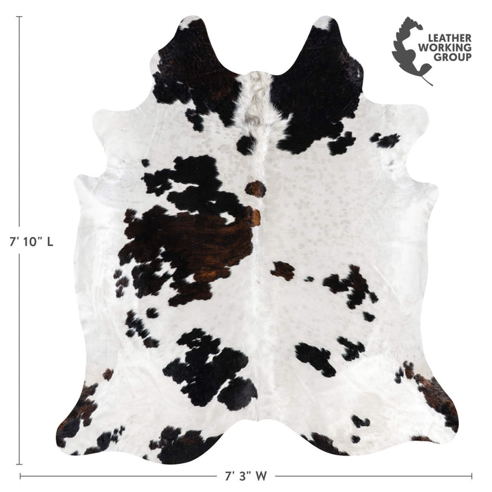 White Tricolor Cowhide Rug Size 7'10" L x 7'3" W 1945