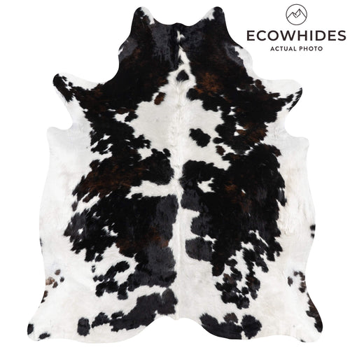 Dark Tricolor Cowhide Rug Size 7'9" L x 6'9" W 1946