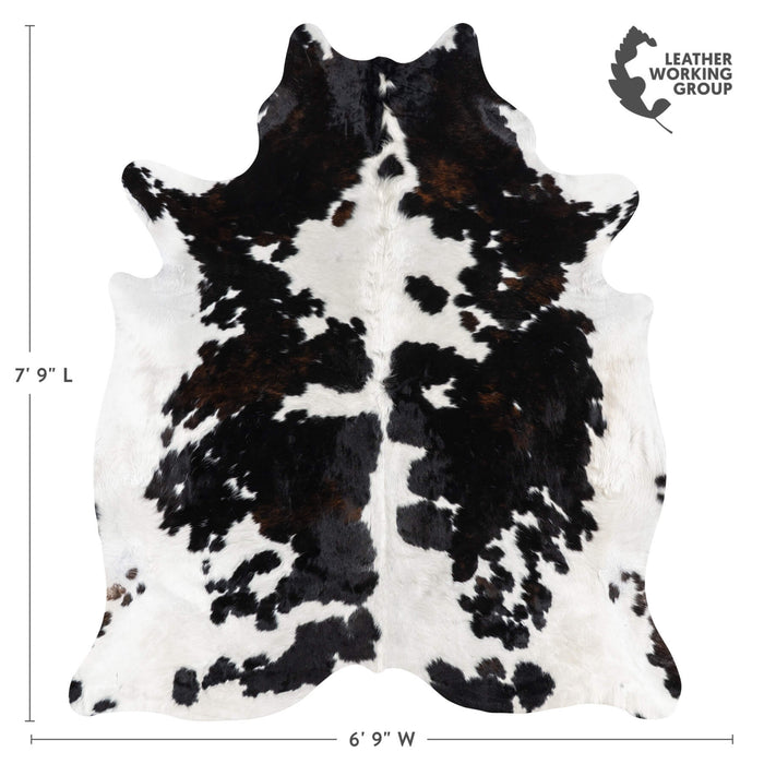 Dark Tricolor Cowhide Rug Size 7'9" L x 6'9" W 1946