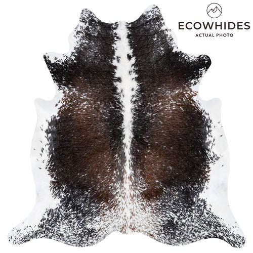 Chocolate and White Cowhide Rug Size 6'6" L x 6'4" W 1947