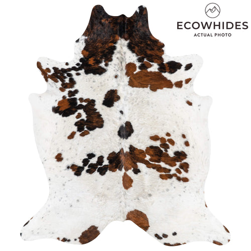 White Tricolor Cowhide Rug Size 7'7" L x 6'8" W 1949