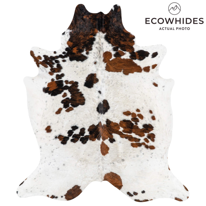 White Tricolor Cowhide Rug Size 7'7" L x 6'8" W 1949