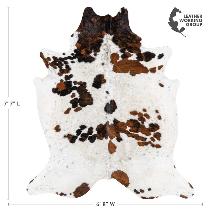 White Tricolor Cowhide Rug Size 7'7" L x 6'8" W 1949