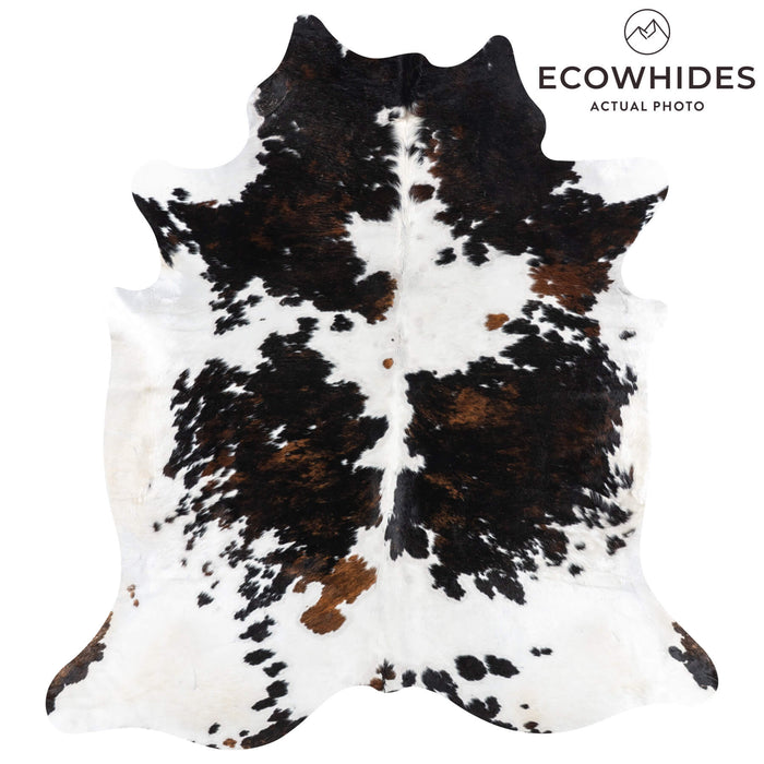 White Tricolor Cowhide Rug Size 7'8" L x 6'11" W 1950
