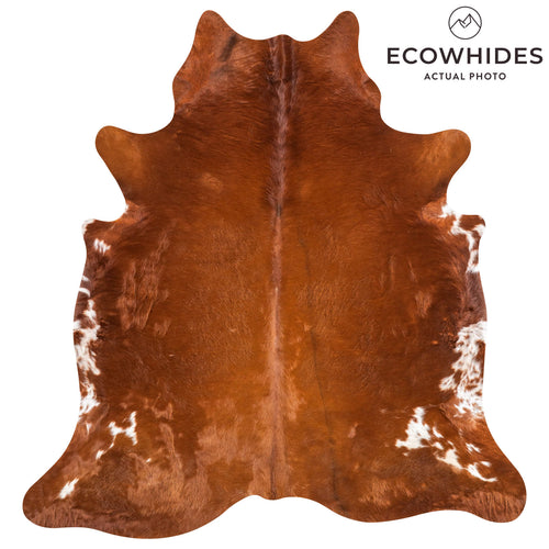 Brown and White Cowhide Rug Size 7'1" L x 6'7" W 1951