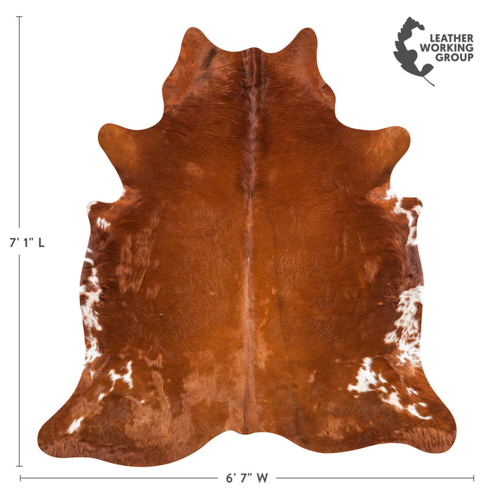 Brown and White Cowhide Rug Size 7'1" L x 6'7" W 1951