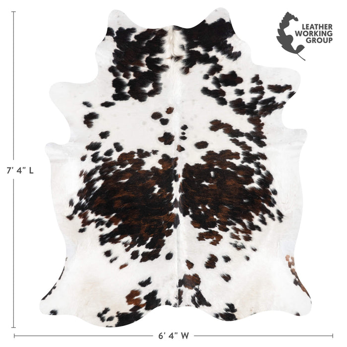 White Tricolor Cowhide Rug Size 7'4" L x 6'4" W 1952