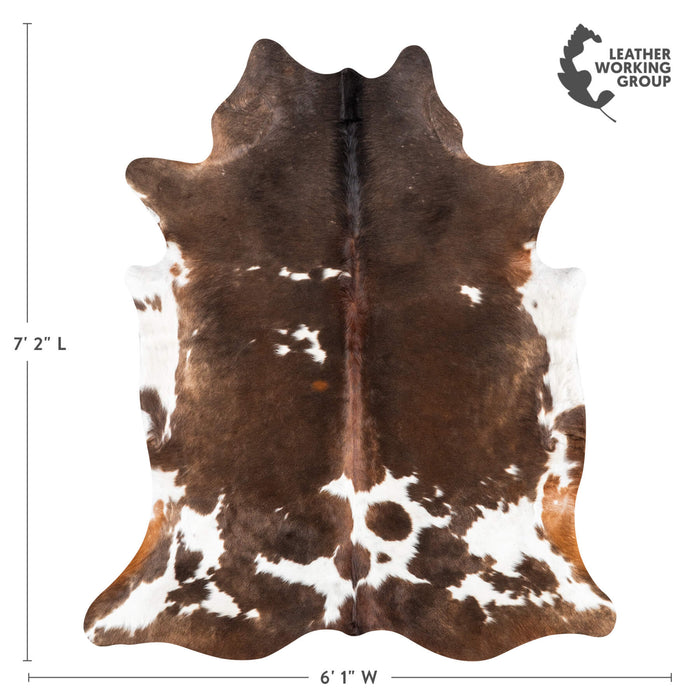 Chocolate and White Cowhide Rug Size 7'2" L x 6'1" W 1954