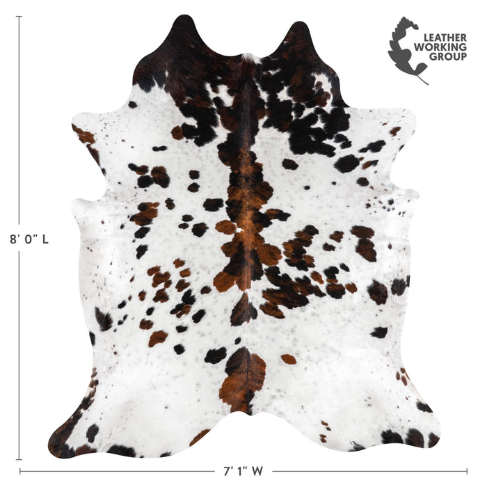 White Tricolor Cowhide Rug Size 8'0" L x 7'1" W 1955