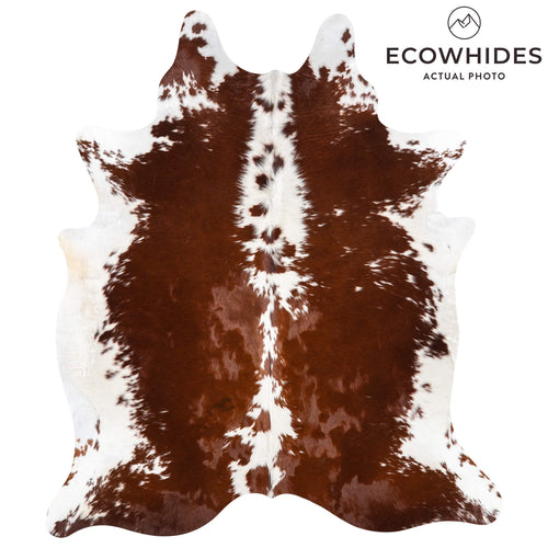 Brown and White Cowhide Rug Size 7'6" L x 6'6" W 1956
