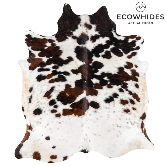 White Tricolor Cowhide Rug Size 7'9" L x 6'9" W 1957