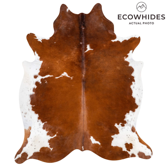 Brown and White Cowhide Rug Size 7'7" L x 6'5" W 1959