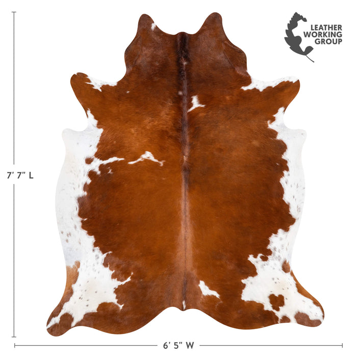 Brown and White Cowhide Rug Size 7'7" L x 6'5" W 1959