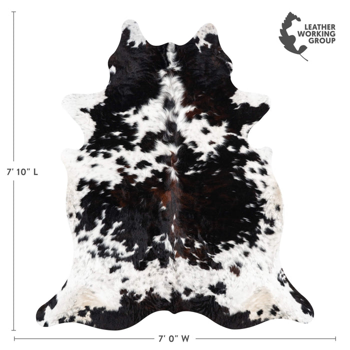 Dark Tricolor Cowhide Rug Size 7'10" L x 7'0" W 1960