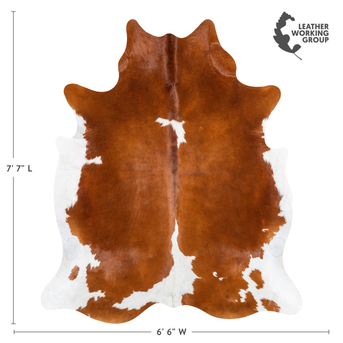 Brown and White Cowhide Rug Size 7'7" L x 6'6" W 1963