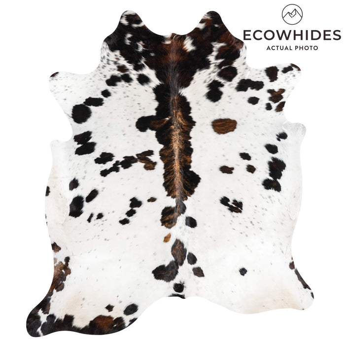 White Tricolor Cowhide Rug Size 7'5" L x 6'7" W 1964