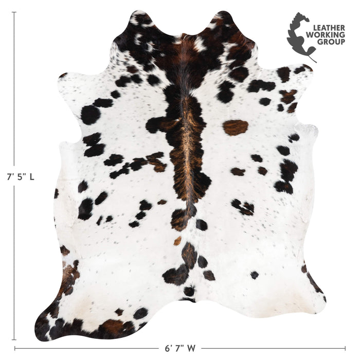 White Tricolor Cowhide Rug Size 7'5" L x 6'7" W 1964