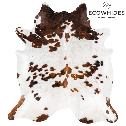 White Tricolor Cowhide Rug Size 7'5" L x 6'8" W 1965
