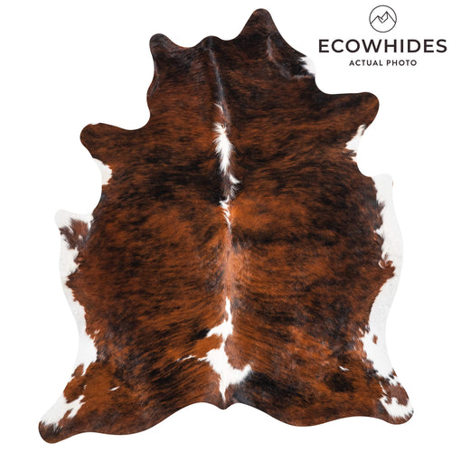 Tricolor Brindle Mix Cowhide Rug Size 5'10" L x 5'1" W 1966