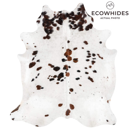 White Tricolor Cowhide Rug Size 6'11" L x 5'10" W 1968