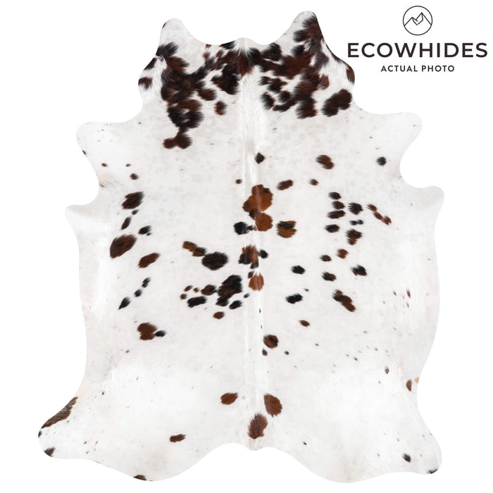 White Tricolor Cowhide Rug Size 6'11" L x 5'10" W 1968