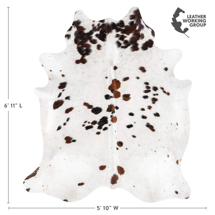 White Tricolor Cowhide Rug Size 6'11" L x 5'10" W 1968