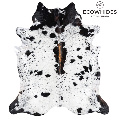 White Tricolor Cowhide Rug Size 7'5" L x 6'6" W 1969