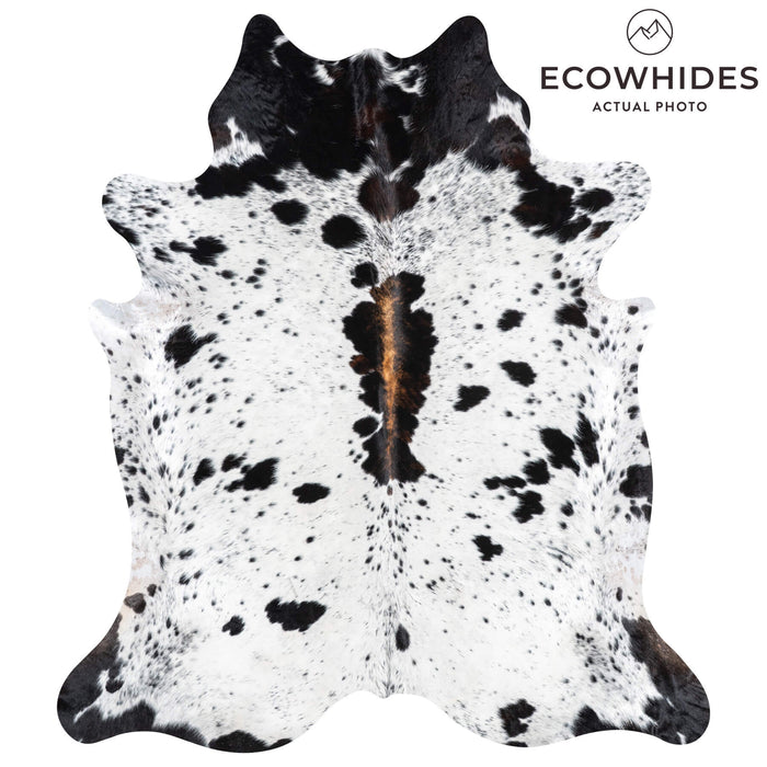 White Tricolor Cowhide Rug Size 7'5" L x 6'6" W 1969