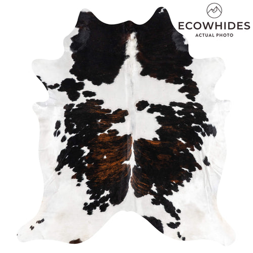 White Tricolor Cowhide Rug Size 7'9" L x 6'11" W 1972
