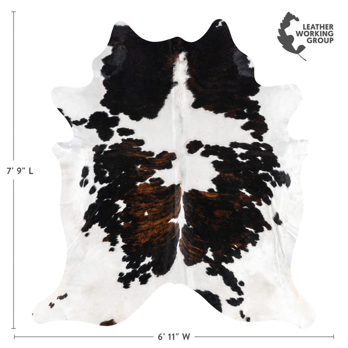 White Tricolor Cowhide Rug Size 7'9" L x 6'11" W 1972