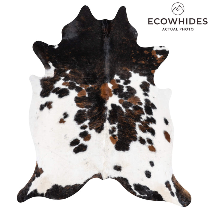 White Tricolor Cowhide Rug Size 7'6" L x 6'5" W 1973
