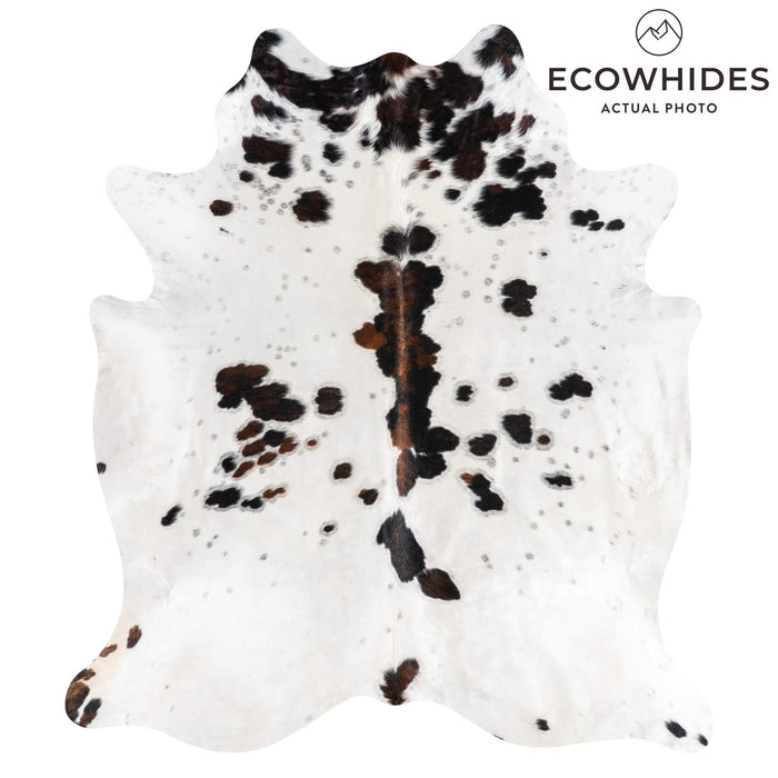 White Tricolor Cowhide Rug Size 7'6" L x 6'6" W 1975
