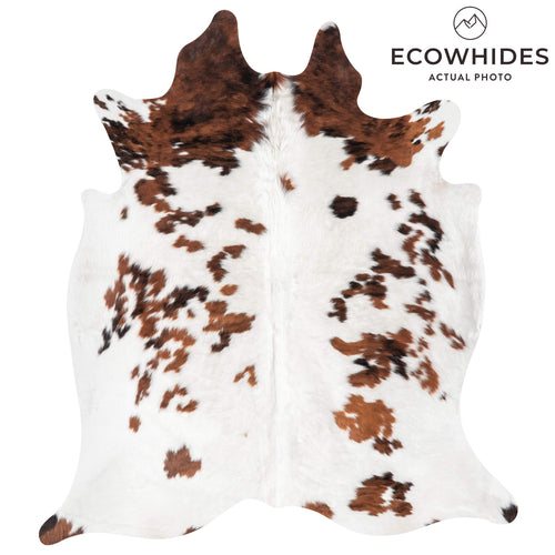 White Tricolor Cowhide Rug Size 6'9" L x 6'0" W 1976